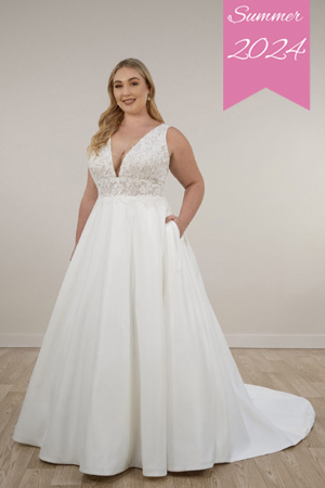 Taffeta and Lace Wedding Dresses Stella York Plus size 7895