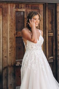 Taffeta and Lace Stella York Wedding Gown 8036