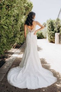 Taffeta and Lace Stella York Wedding Gown 8050 back