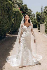 Taffeta and Lace Stella York Wedding Gown 8050