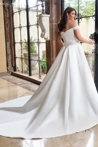 taffeta and lace gloucester rachel allen wedding gown RB2213 back view