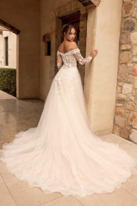 Taffeta and Lace Sophia Tolli Wedding Gown 3169-back